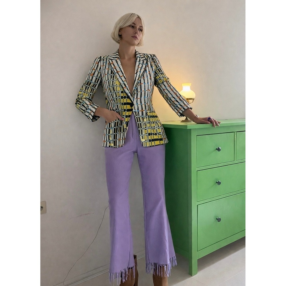 Manila Grace Abstract Print Double Breasted Blazer Abstract Print IT 44 NWT